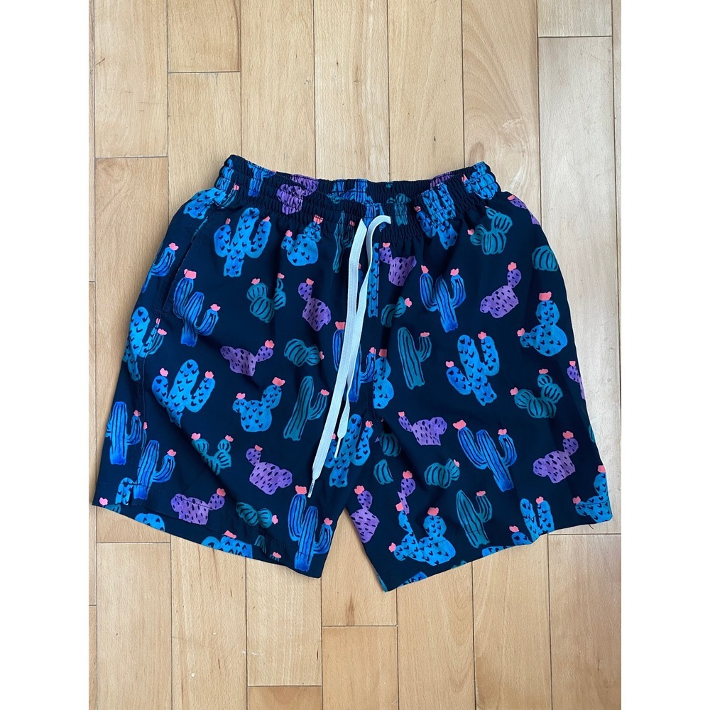 Chubbies Swim Trunks Mens Small Navy Blue Cactus Print 7" Inseam Mesh Lined - Picture 2 of 5